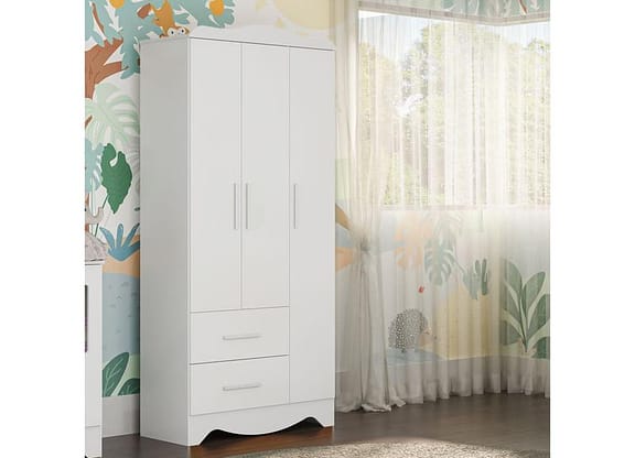 Guarda-roupa 2 Gavetas 3 Portas Moveis Peroba Harmonia
