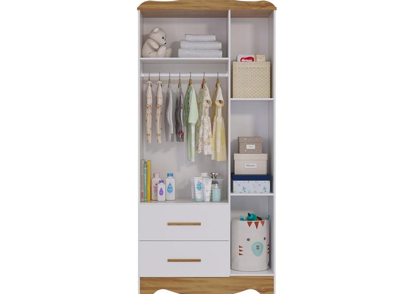 Guarda-roupa 2 Gavetas 3 Portas Moveis Peroba Harmonia