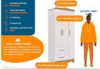 Guarda-roupa 2 Gavetas 3 Portas Moveis Peroba Harmonia
