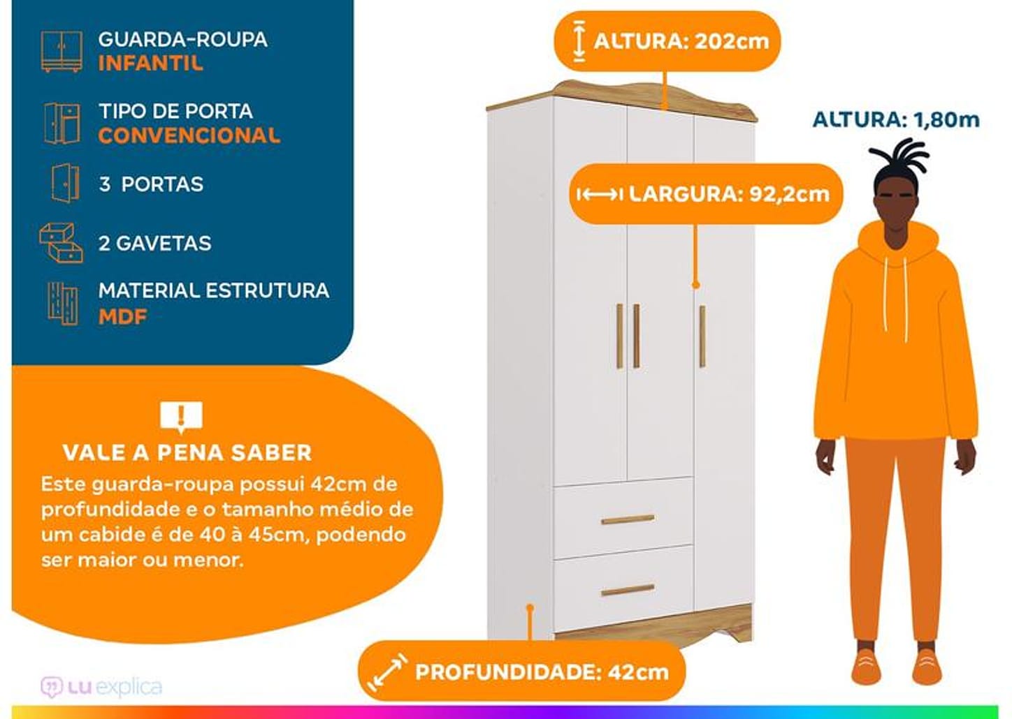 Guarda-roupa 2 Gavetas 3 Portas Moveis Peroba Harmonia