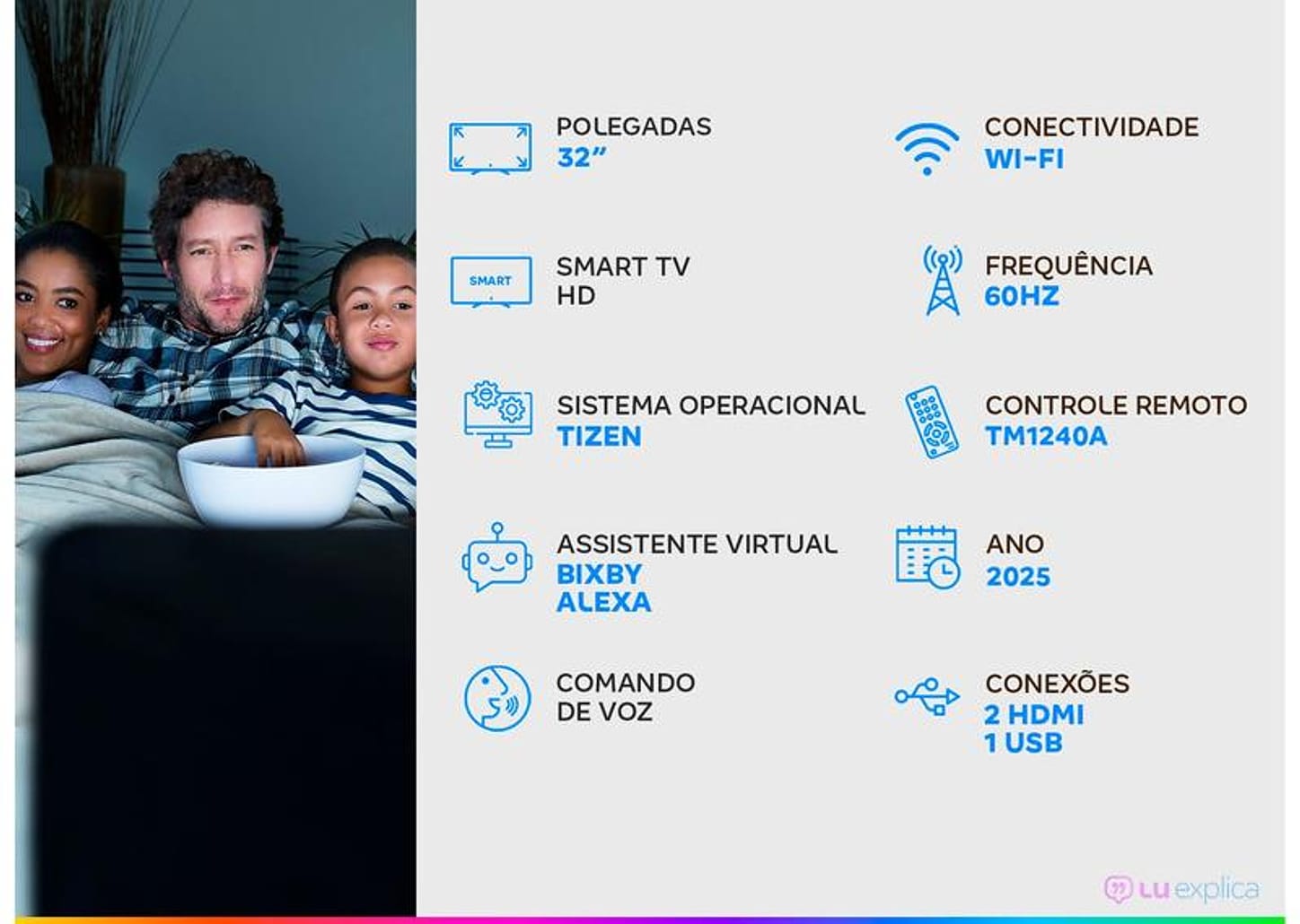 Smart TV 32" Samsung HD 32H5000F Tizen com Alexa 2 HDMI