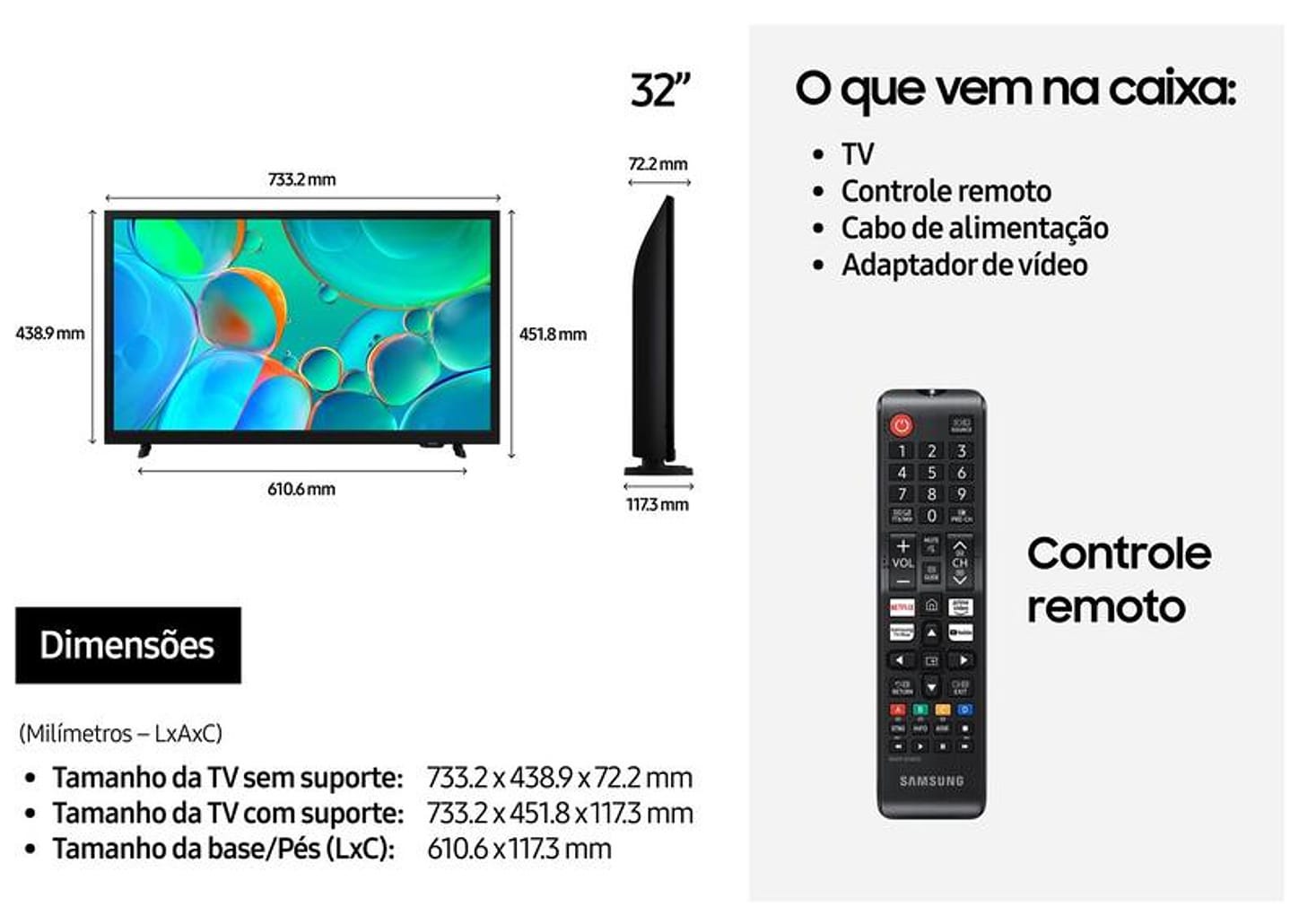Smart TV 32" Samsung HD 32H5000F Tizen com Alexa 2 HDMI