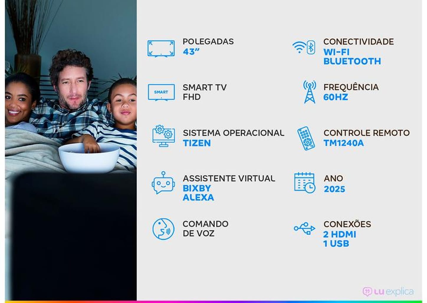 Smart TV 43" Samsung Full HD 43F6000F Tizen Hyper Real com Alexa 2 HDMI