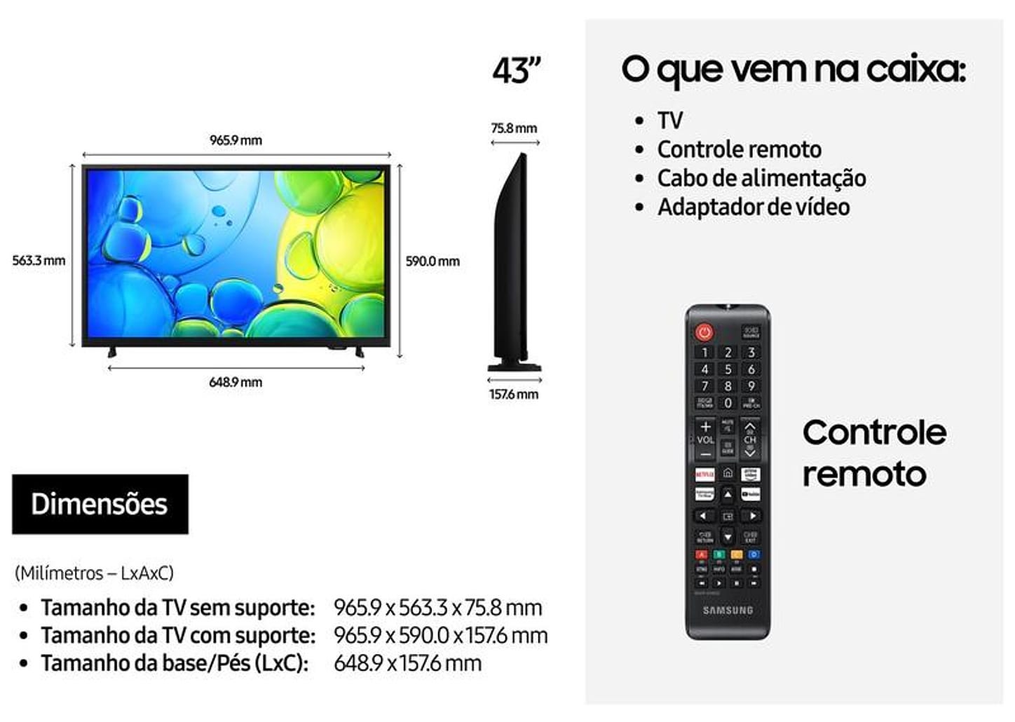 Smart TV 43" Samsung Full HD 43F6000F Tizen Hyper Real com Alexa 2 HDMI