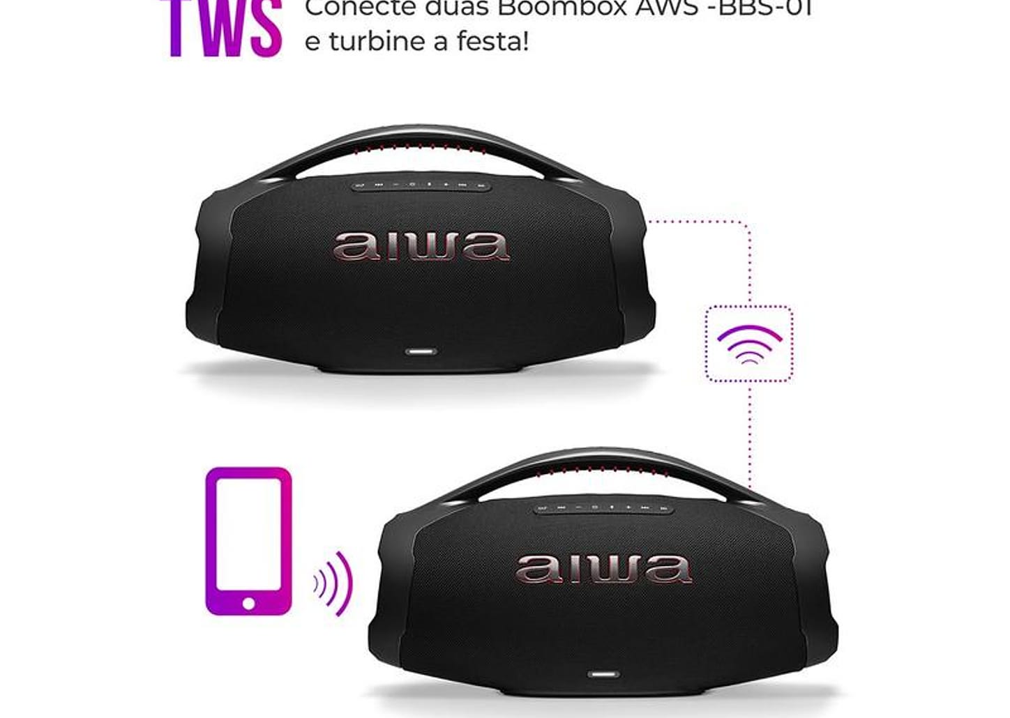 Caixa de Som Aiwa Boombox Plus AWS-BBS-01-B Bluetooth Amplificada 200W USB