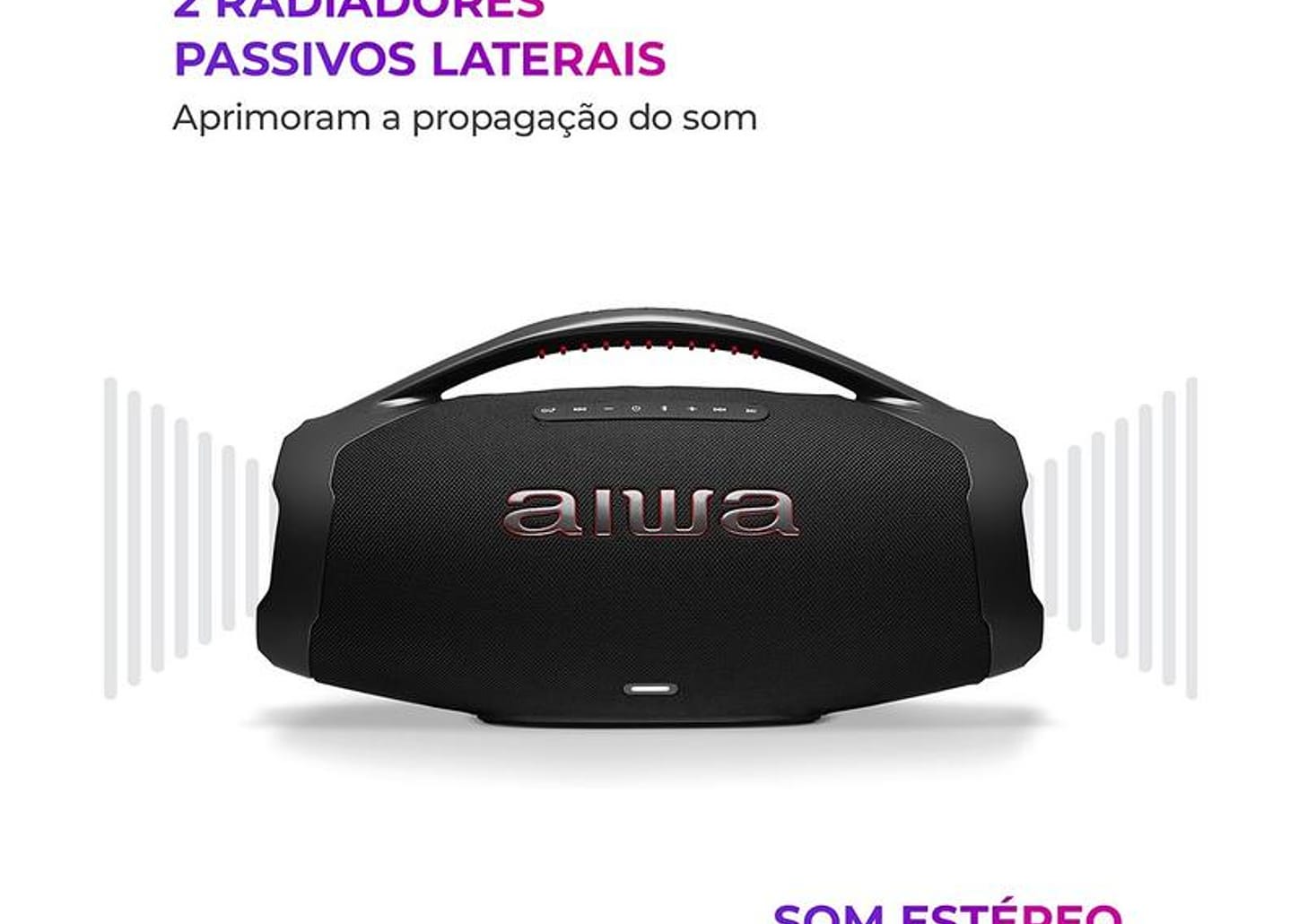 Caixa de Som Aiwa Boombox Plus AWS-BBS-01-B Bluetooth Amplificada 200W USB