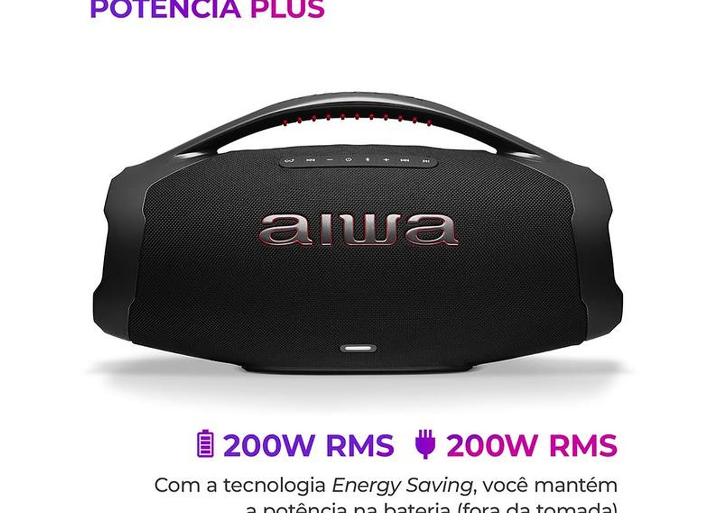 Caixa de Som Aiwa Boombox Plus AWS-BBS-01-B Bluetooth Amplificada 200W USB