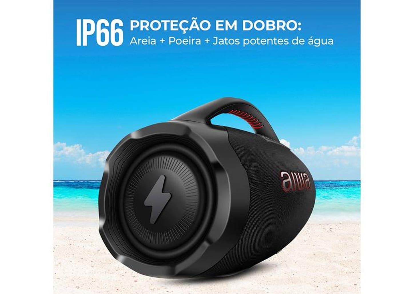 Caixa de Som Aiwa Boombox Plus AWS-BBS-01-B Bluetooth Amplificada 200W USB