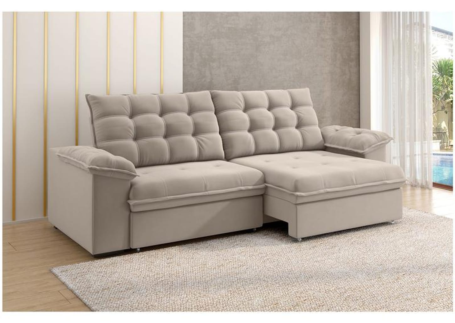 Sofá 4 Lugares Retrátil Reclinável Veludo Vancouver Besthouse