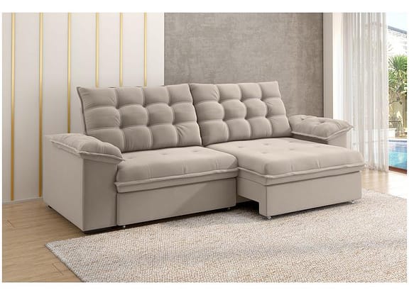 Sofá 3 Lugares Retrátil Reclinável Veludo Vancouver Besthouse