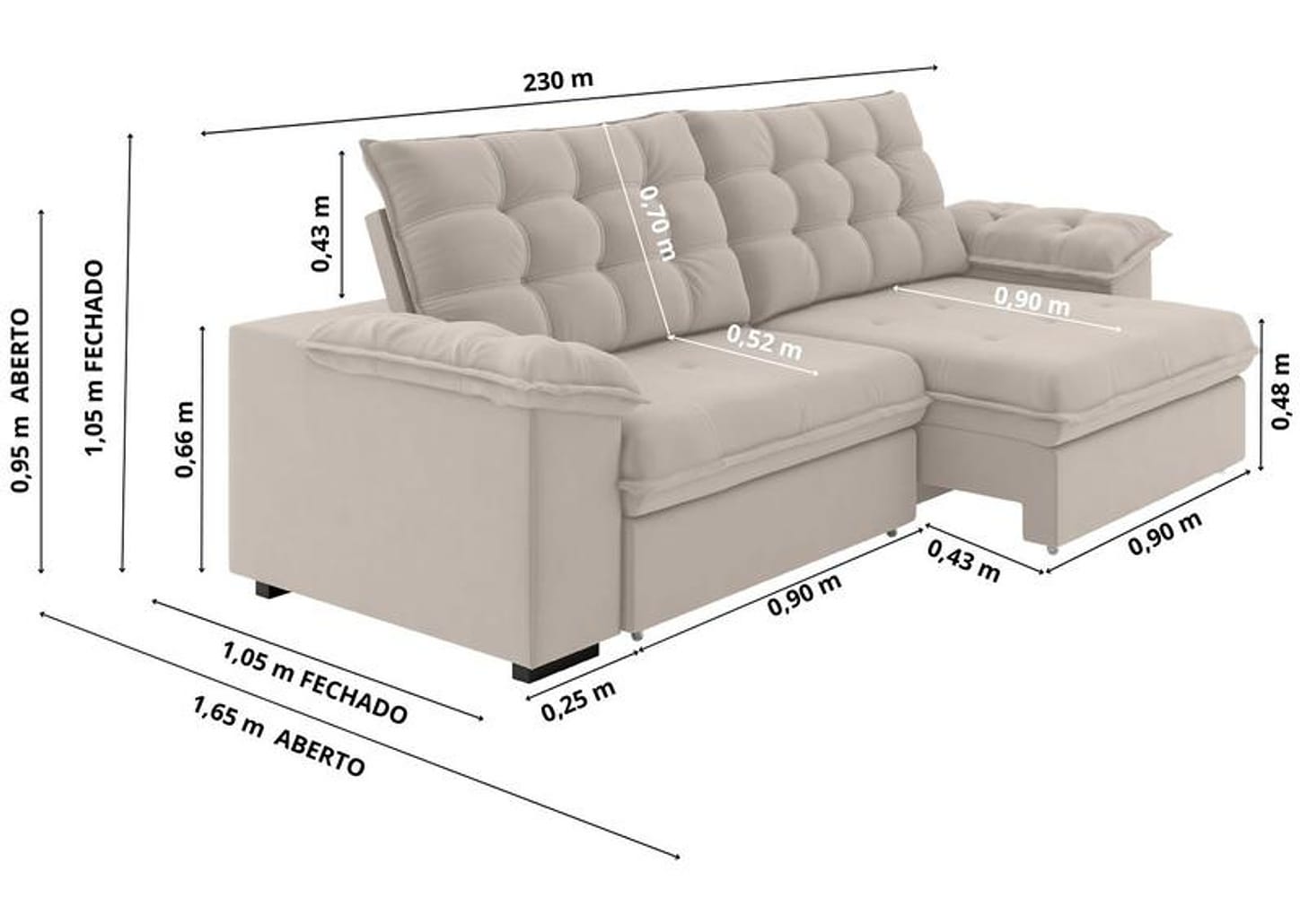 Sofá 3 Lugares Retrátil Reclinável Veludo Vancouver Besthouse