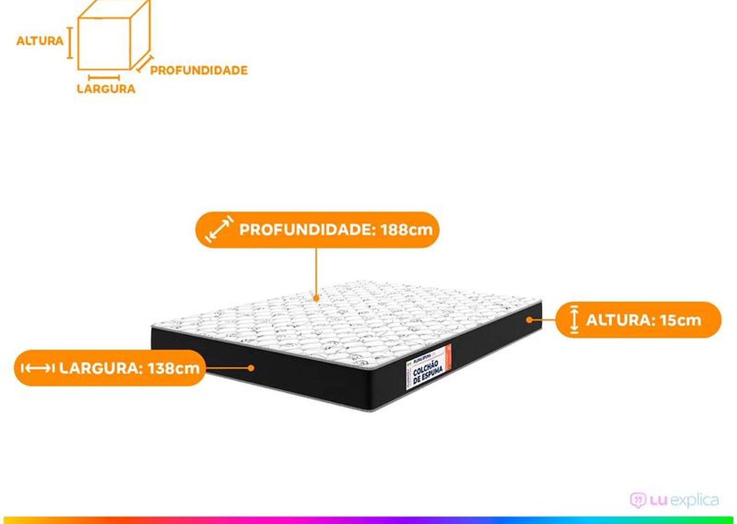 Colchão Casal Plumatex de Espuma D33 15x138x188cm Plumaspuma