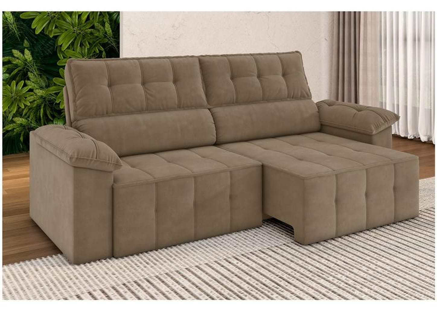 Sofá 3 Lugares Retrátil Reclinável Veludo Santorini Besthouse