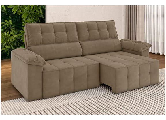 Sofá 3 Lugares Retrátil Reclinável Veludo Santorini Besthouse