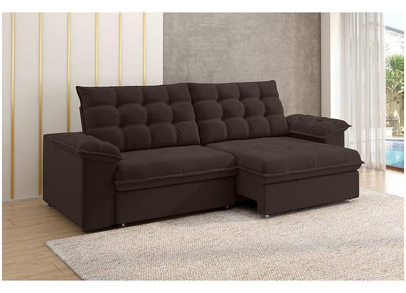 Sofá 3 Lugares Retrátil Reclinável Veludo Vancouver Besthouse