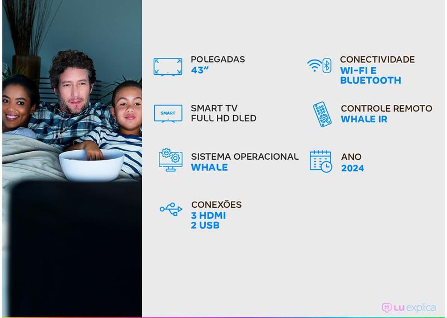 Smart TV 43" HD EFL DLED SX800 43SX800FD 3 HMDI 2 USB