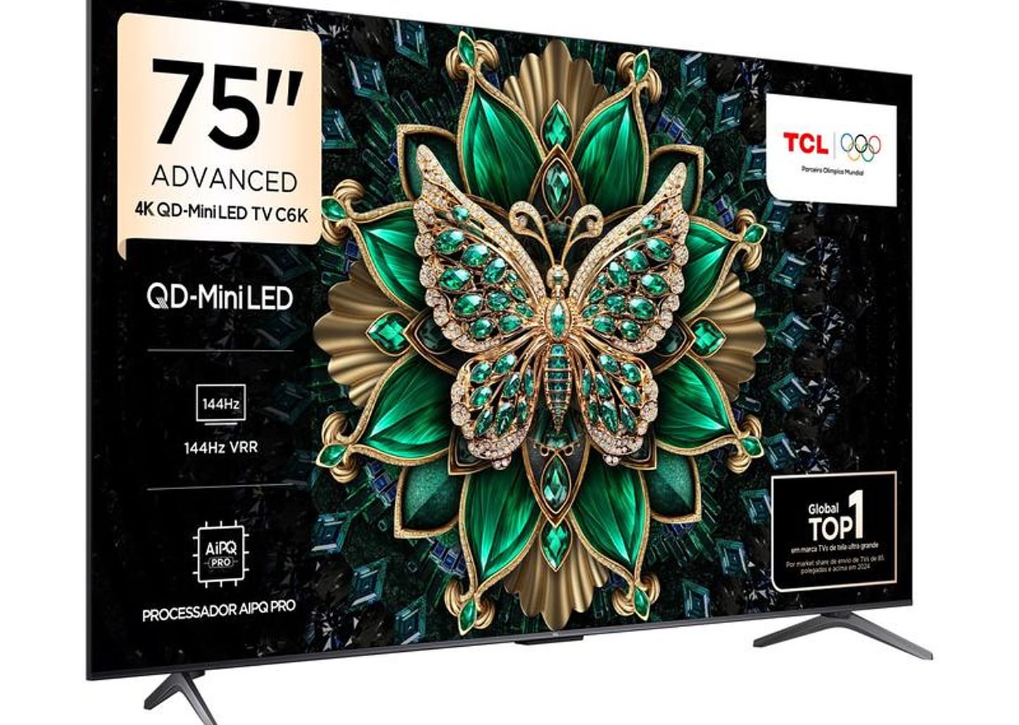 Smart TV 75" TCL 4K UHD MiniLED 75C6K 120Hz Google TV AiPQ Google Assistente 4 HDMI 2 USB