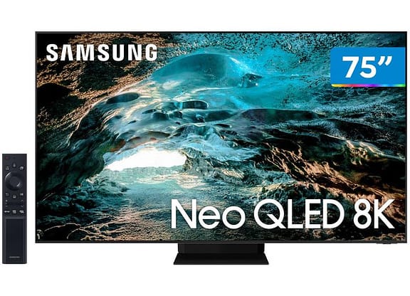 Smart TV 75” 8K NEO QLED Mini Led Samsung 75QN800A 120hz Som em Movimento Plus Única Conexão