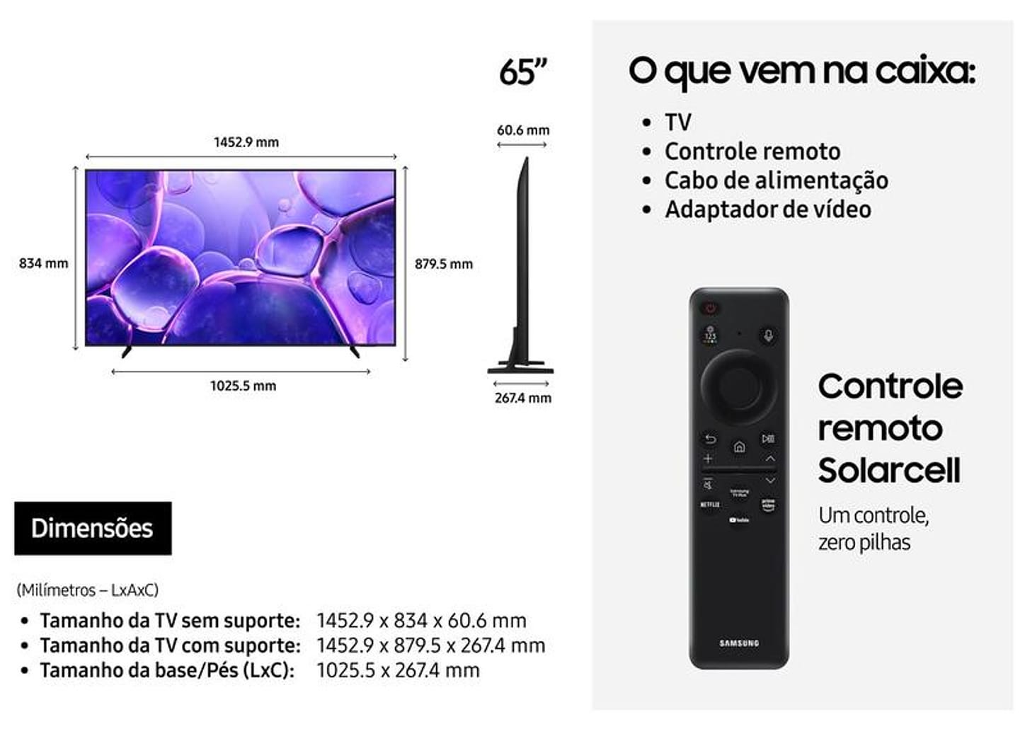 Smart TV 65" Samsung 4K UHD Crystal UHD UN65U8600FGXZD Tizen Bixby 3 HDMI