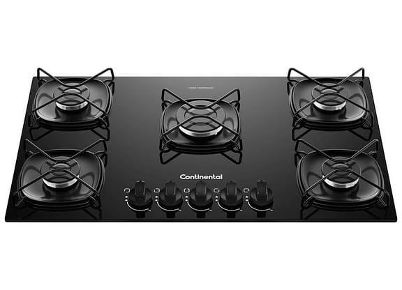 Cooktop 5 Bocas a Gás GLP Continental Preto KC5GR