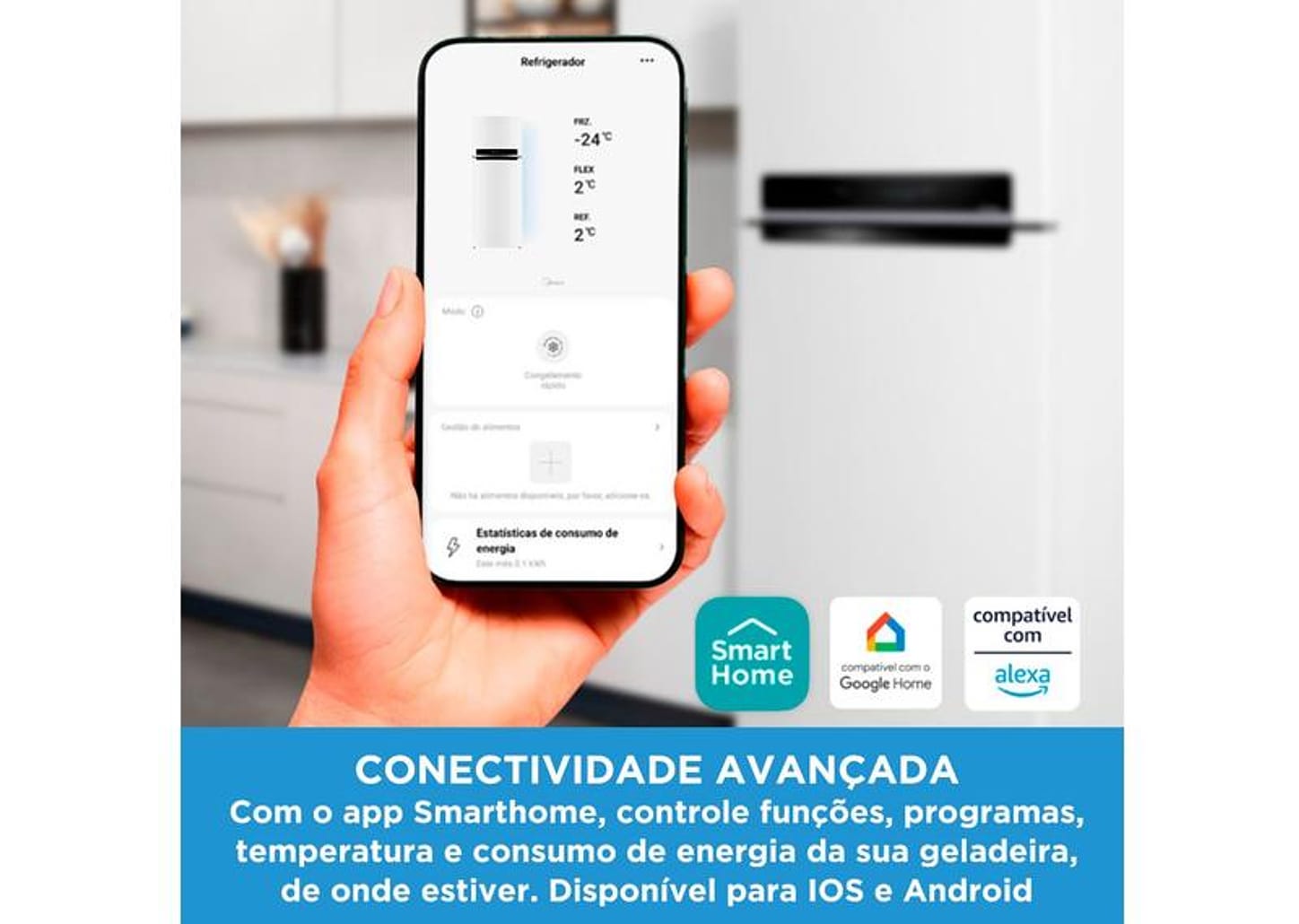 Geladeira/Refrigerador Midea Frost Free Duplex Branca 491L MD-RT650EVK013 Inverter