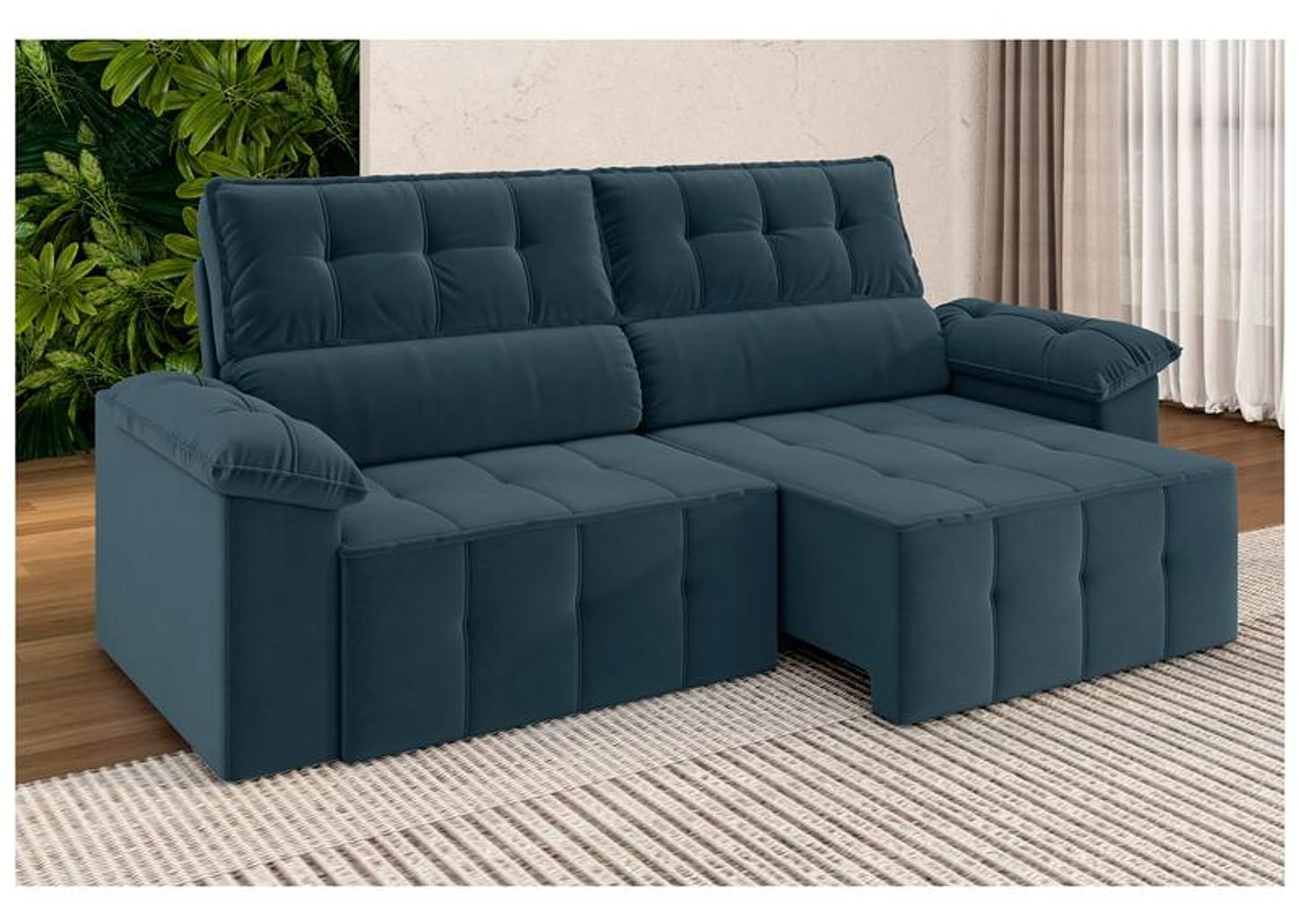 Sofá 3 Lugares Retrátil Reclinável Veludo Santorini Besthouse