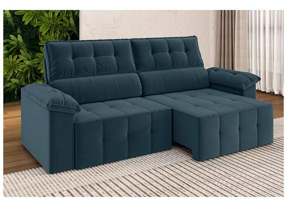 Sofá 3 Lugares Retrátil Reclinável Veludo Santorini Besthouse