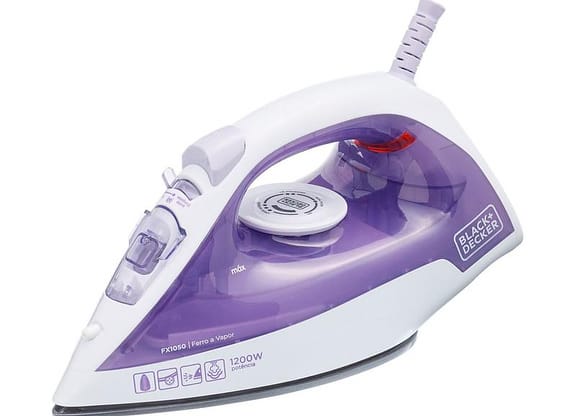 Ferro de Passar Roupa a Vapor e a Seco Black+Decker FX1050 Branco e Roxo