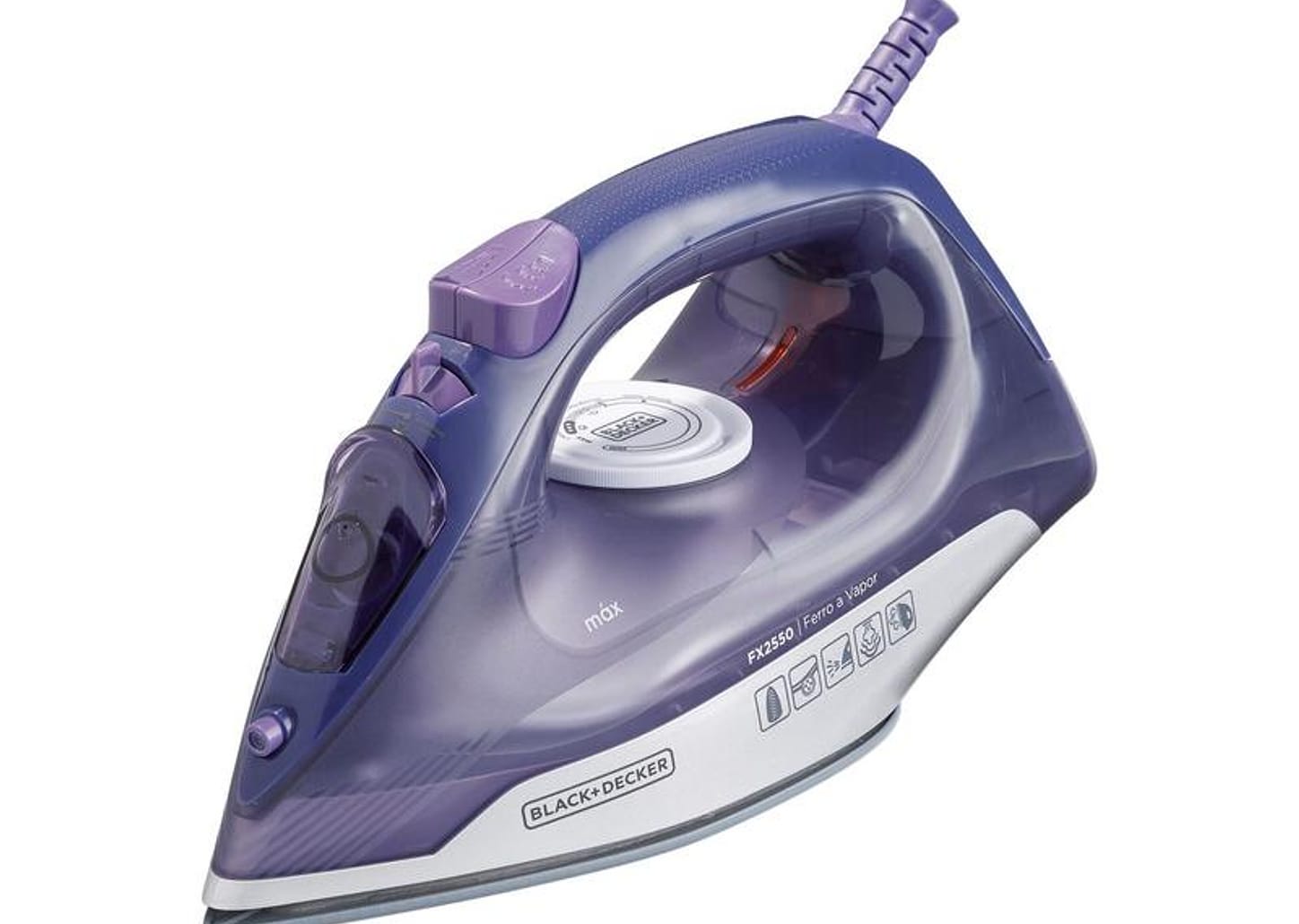 Ferro de Passar Roupa a Vapor e a Seco Black+Decker FX2550 Roxo e Branco