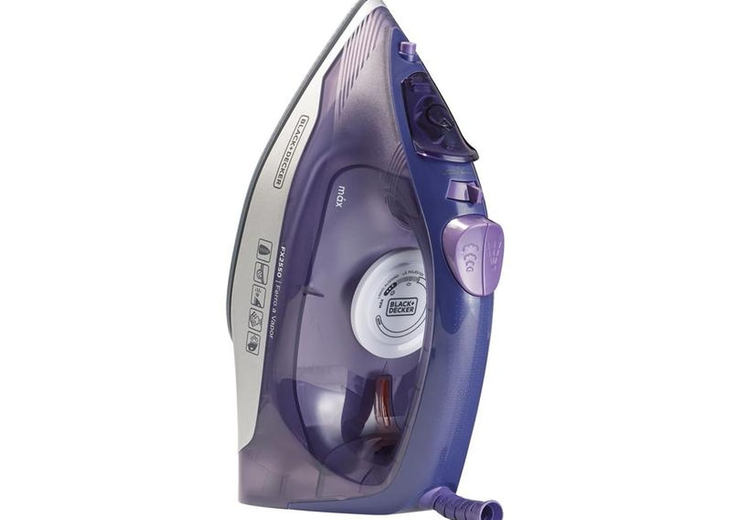 Ferro de Passar Roupa a Vapor e a Seco Black+Decker FX2550 Roxo e Branco