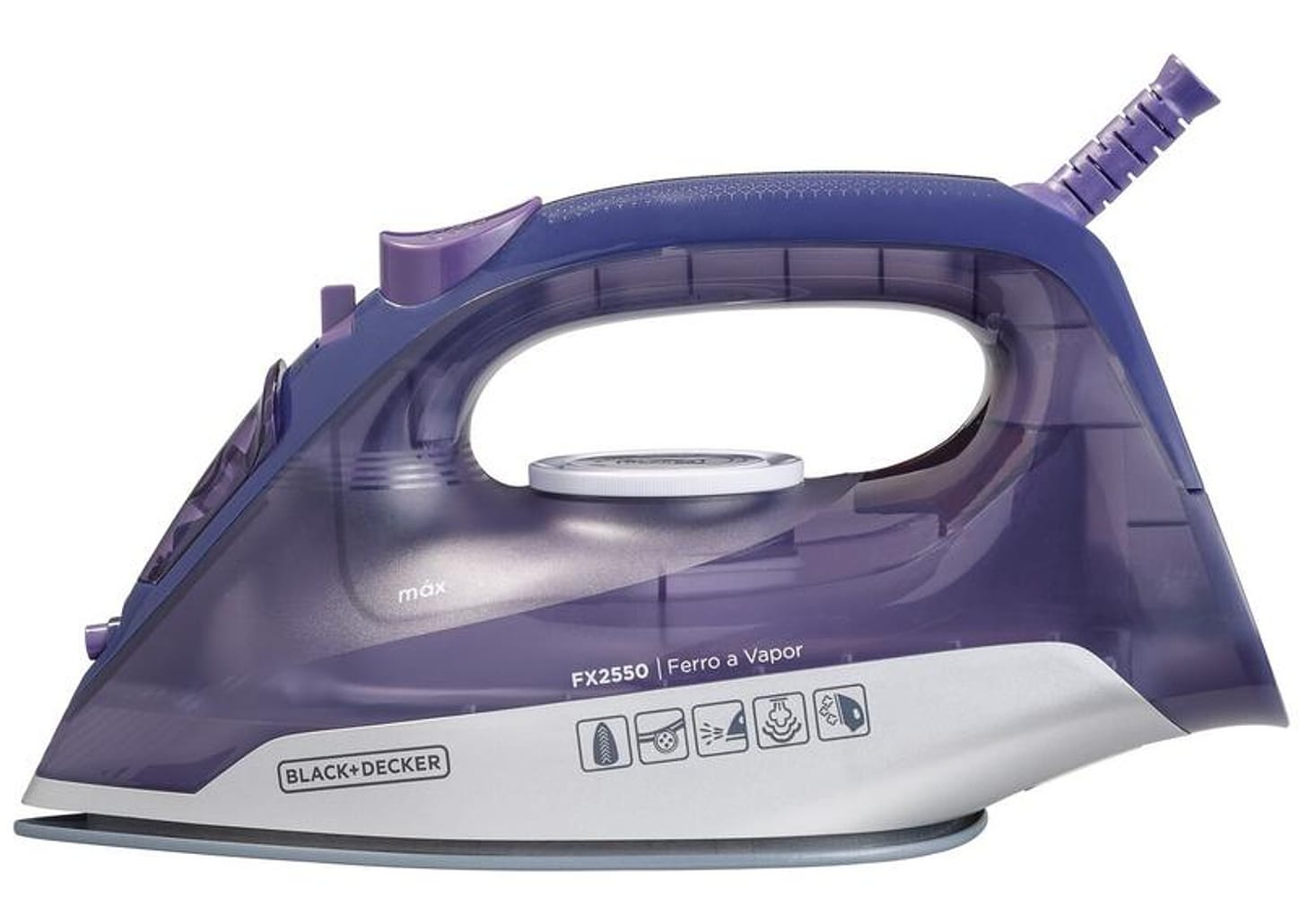 Ferro de Passar Roupa a Vapor e a Seco Black+Decker FX2550 Roxo e Branco