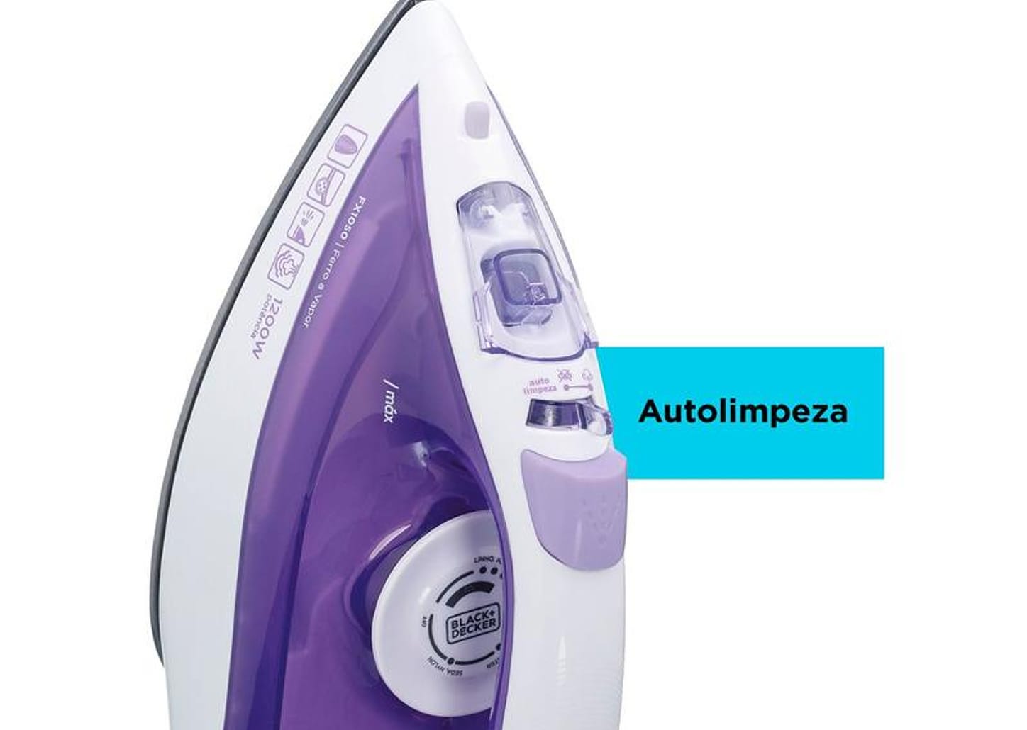 Ferro de Passar Roupa a Vapor e a Seco Black+Decker FX1050 Branco e Roxo