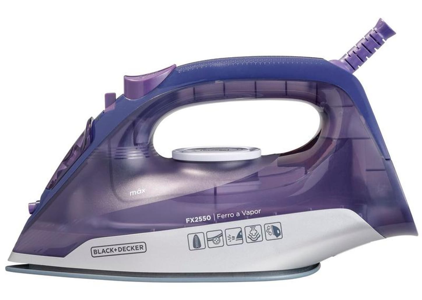 Ferro de Passar Roupa a Vapor e a Seco Black+Decker FX2550 Roxo e Branco