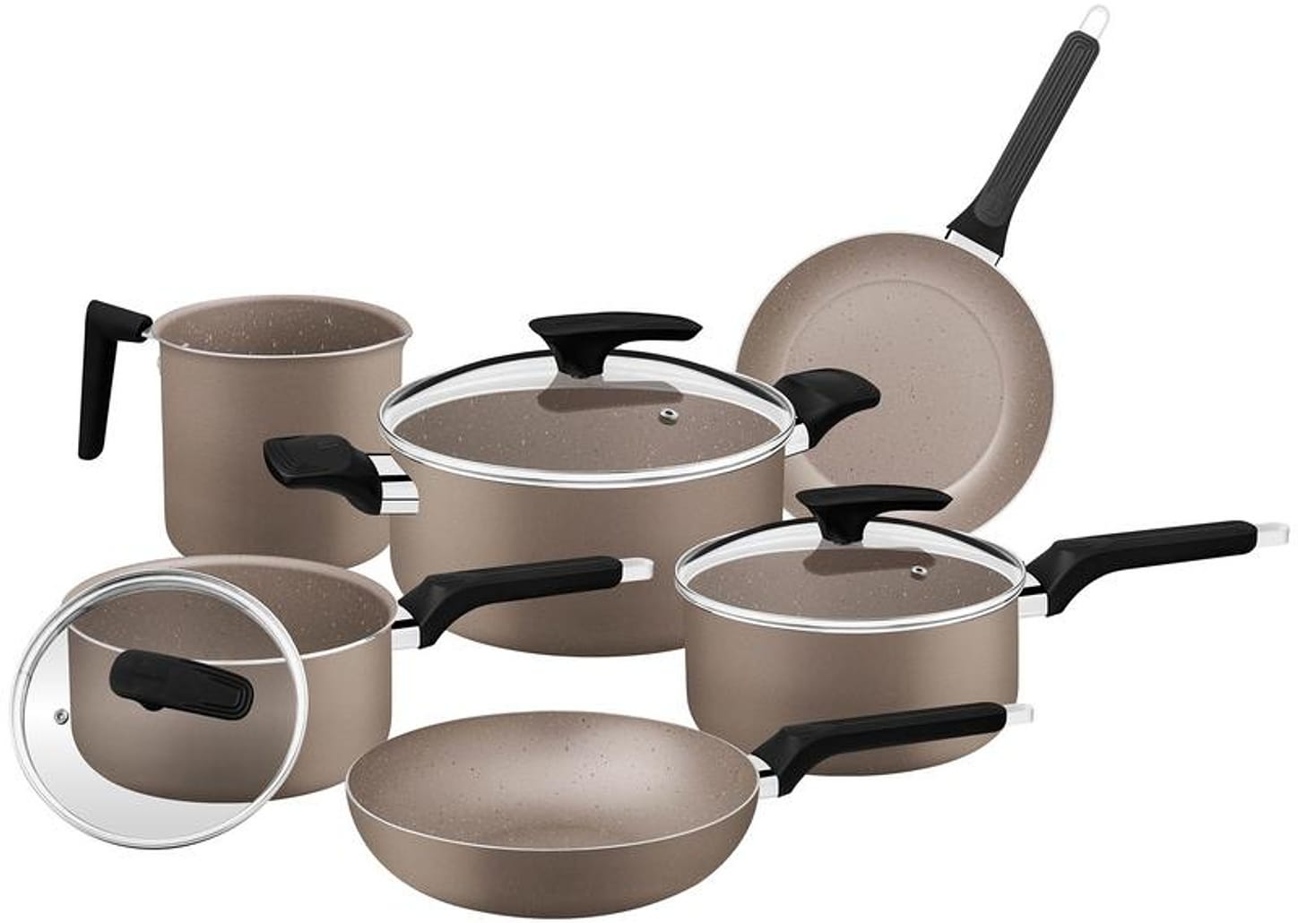 Jogo de Panelas Tramontina Antiaderente de Alumínio Amêndoa Milazzo