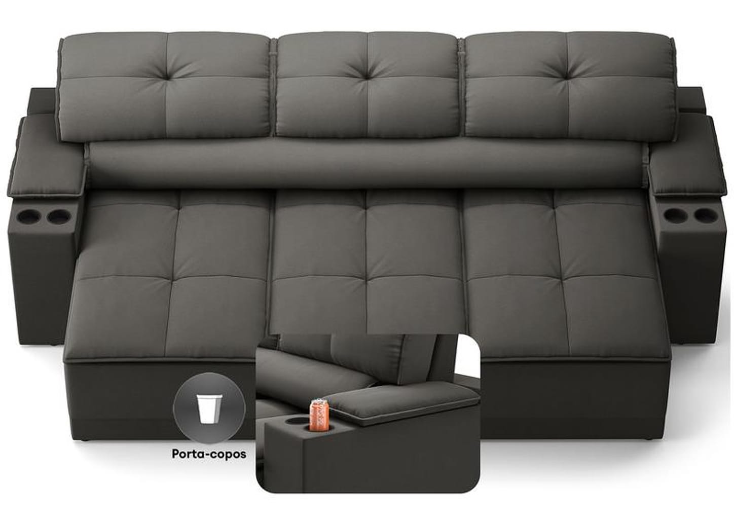 Sofá 3 Lugares Retrátil Reclinável Velosuede Up Next Sofás