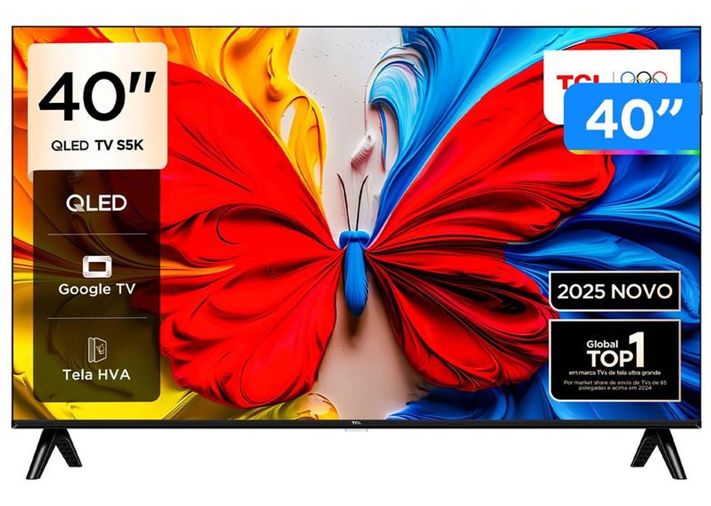 Smart TV 40" TCL Full HD QLED 40S5K Google TV 2 HDMI