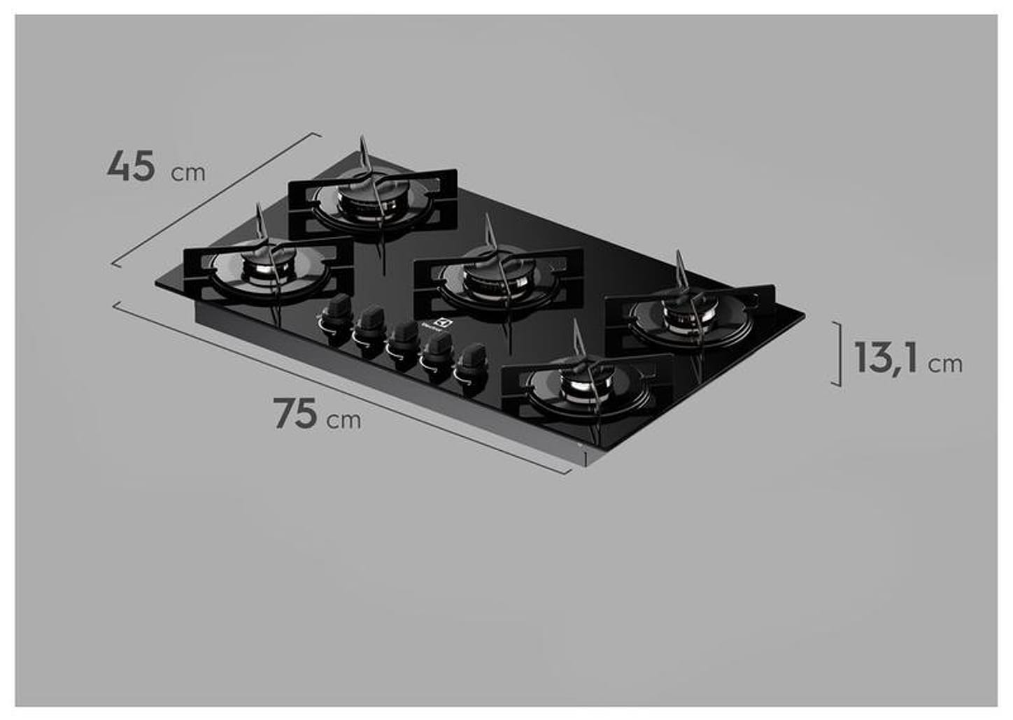 Cooktop 5 Bocas a Gás GLP Electrolux Preto Acendimento Automático Efficient KE5GR