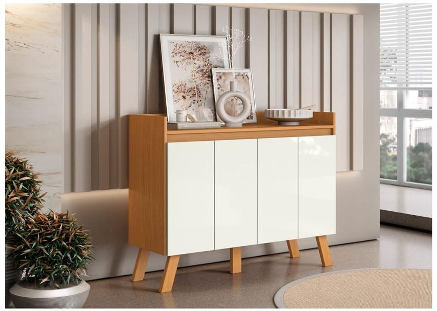 Aparador Moderno 4 Portas Aramóveis Lis