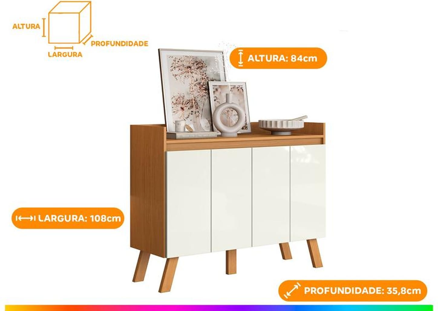 Aparador Moderno 4 Portas Aramóveis Lis