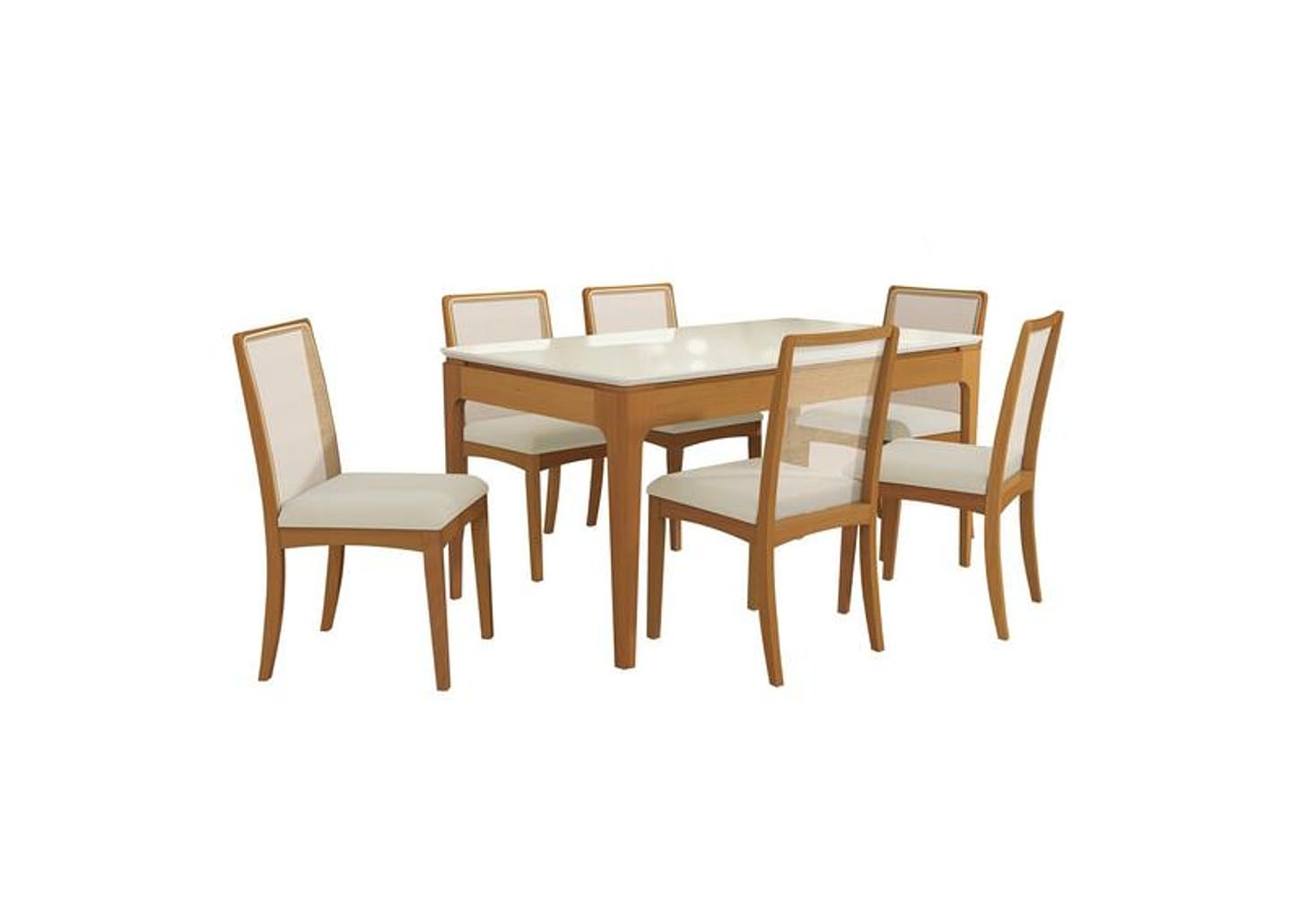 Mesa de Jantar 6 Cadeiras 6 Lugares Retangular Madeira Kappesberg Luna