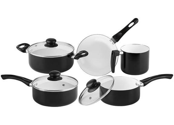 Jogo de Panelas Hauskraft Revestimento Cerâmico de Alumínio Preto 5 Peças Roma