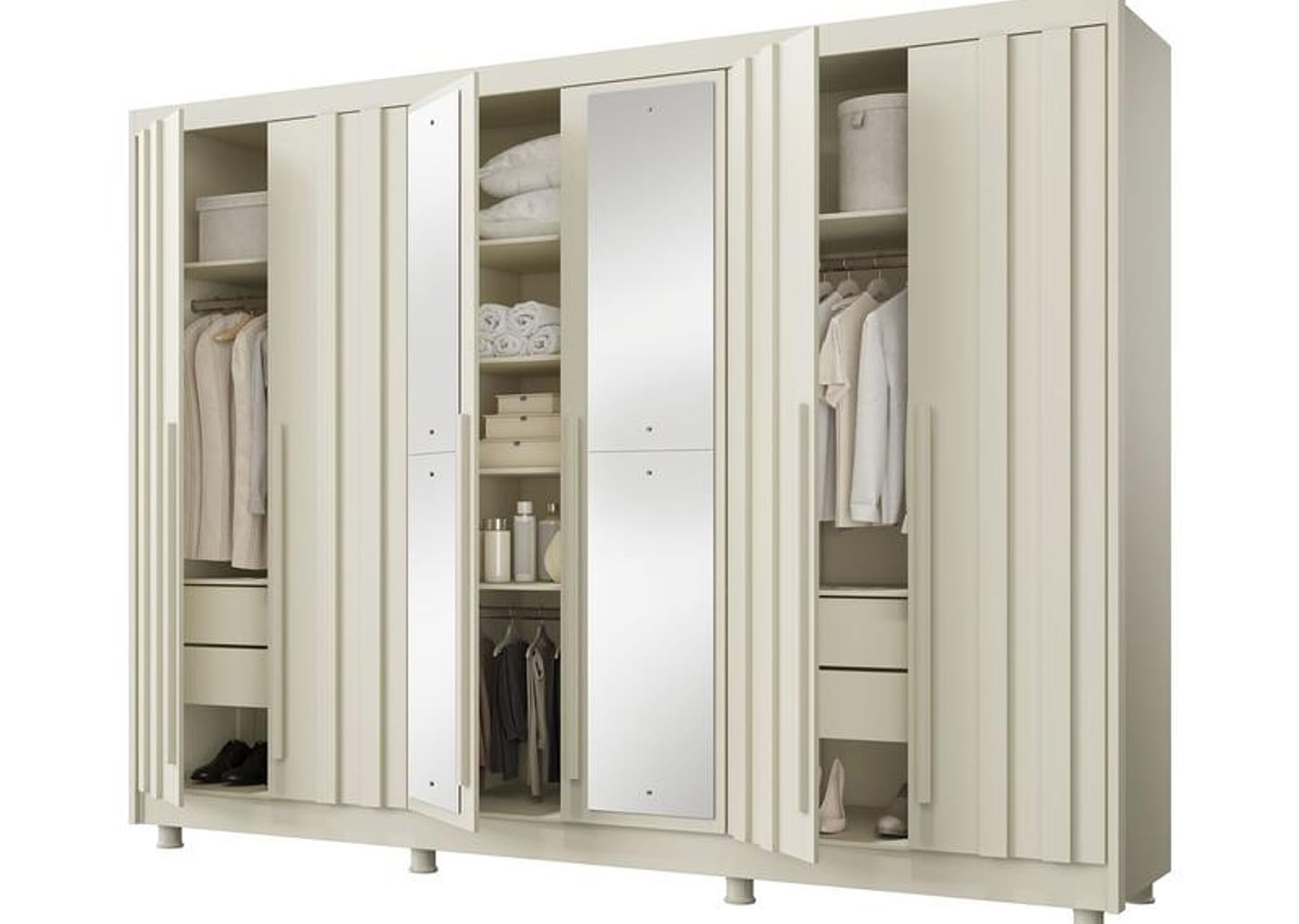 Guarda-roupa Casal com Espelho 4 Gavetas 6 Portas Made Marcs Torino