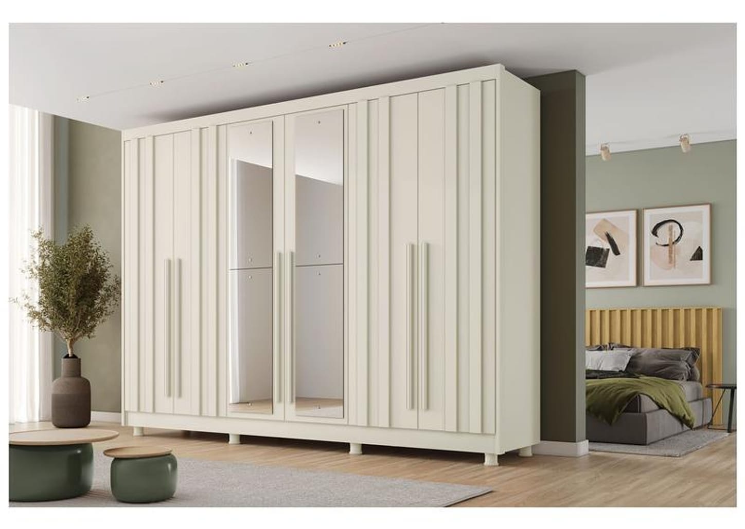 Guarda-roupa Casal com Espelho 4 Gavetas 6 Portas Made Marcs Torino