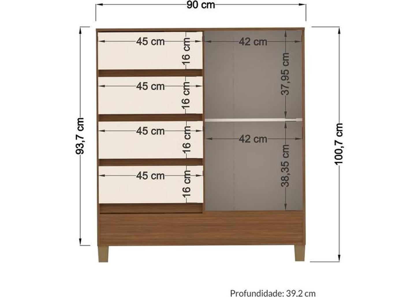Cômoda 4 Gavetas Santos Andira Fit