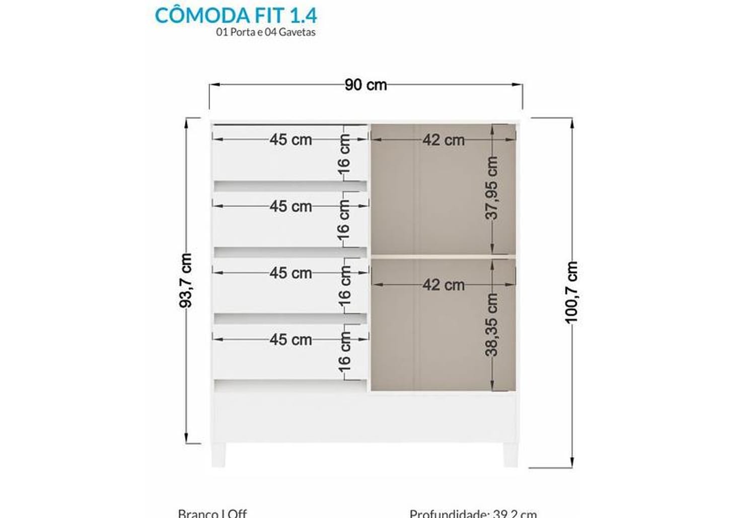 Cômoda 4 Gavetas Santos Andira Fit
