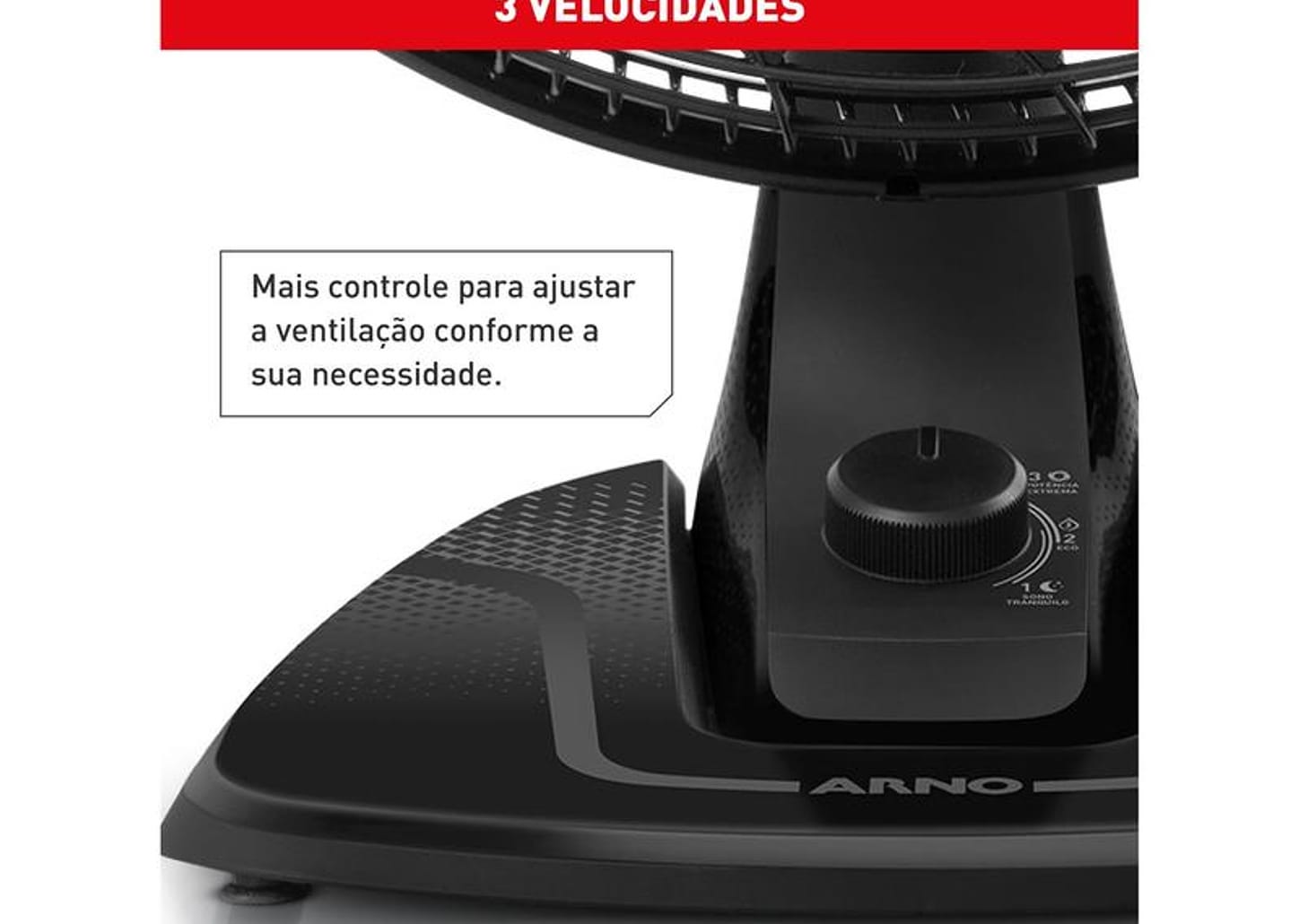 Ventilador de Mesa Arno Air Force VA46 40cm 6 Pás 3 Velocidades Preto e Azul Escuro 2720018897