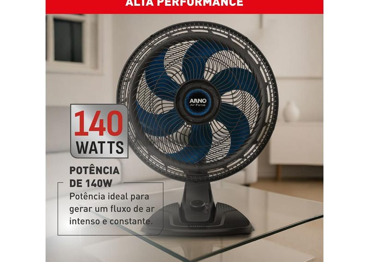 Ventilador de Mesa Arno Air Force VA46 40cm 6 Pás 3 Velocidades Preto e Azul Escuro 2720018897