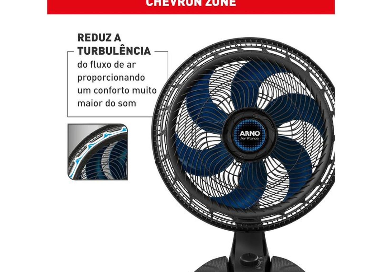 Ventilador de Mesa Arno Air Force VA46 40cm 6 Pás 3 Velocidades Preto e Azul Escuro 2720018897