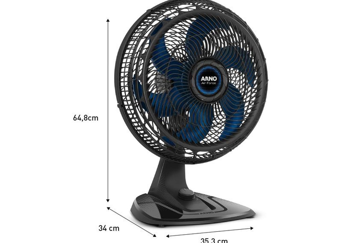 Ventilador de Mesa Arno Air Force VA46 40cm 6 Pás 3 Velocidades Preto e Azul Escuro 2720018897