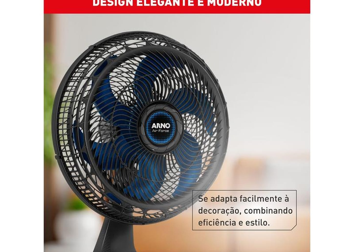 Ventilador de Mesa Arno Air Force VA46 40cm 6 Pás 3 Velocidades Preto e Azul Escuro 2720018897
